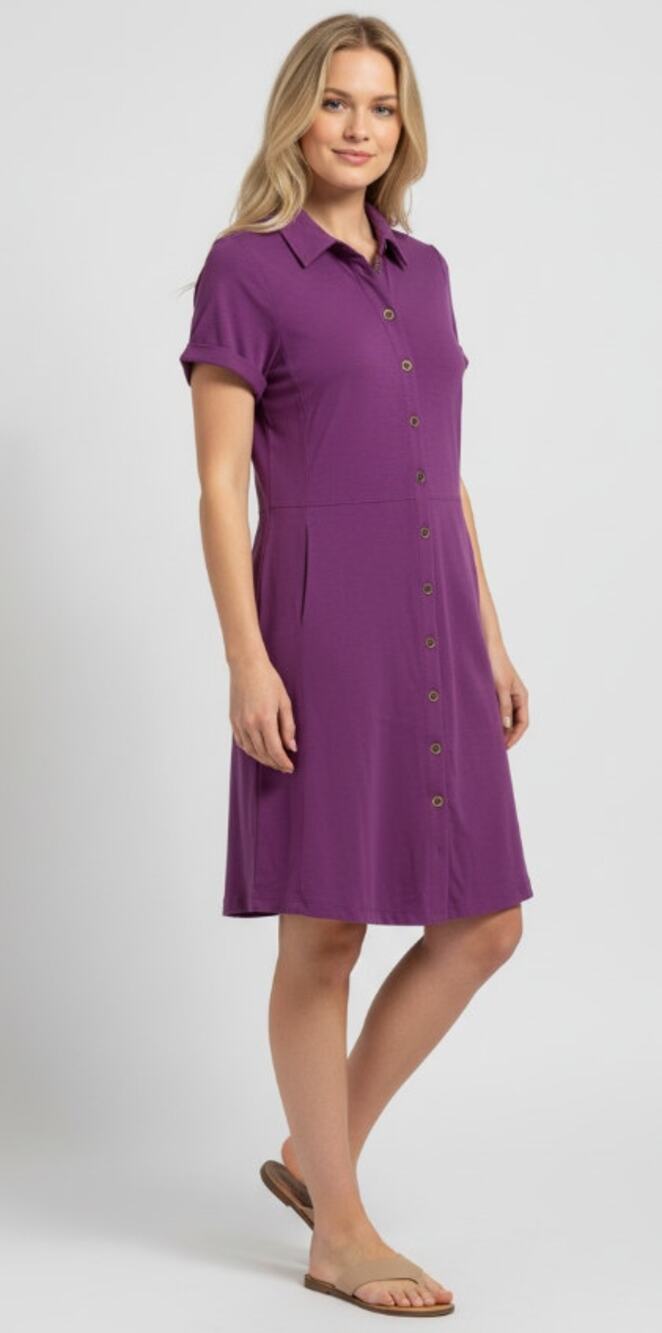 SOFT SURROUNDINGS WMNS 10/12 MEDIUM FILIPA 100% COTTON SHIRTDRESS PURPLE NEW